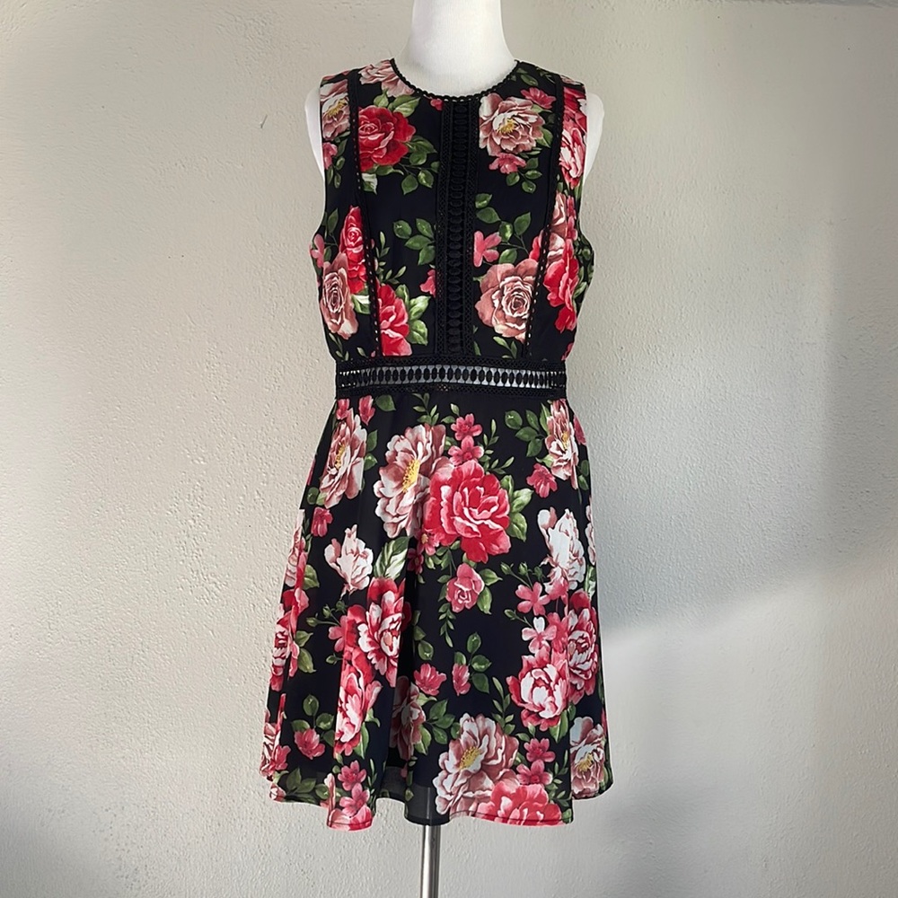 Disney Princess Fit and Flare Pink Rose Mini Cutout Waistband Dress